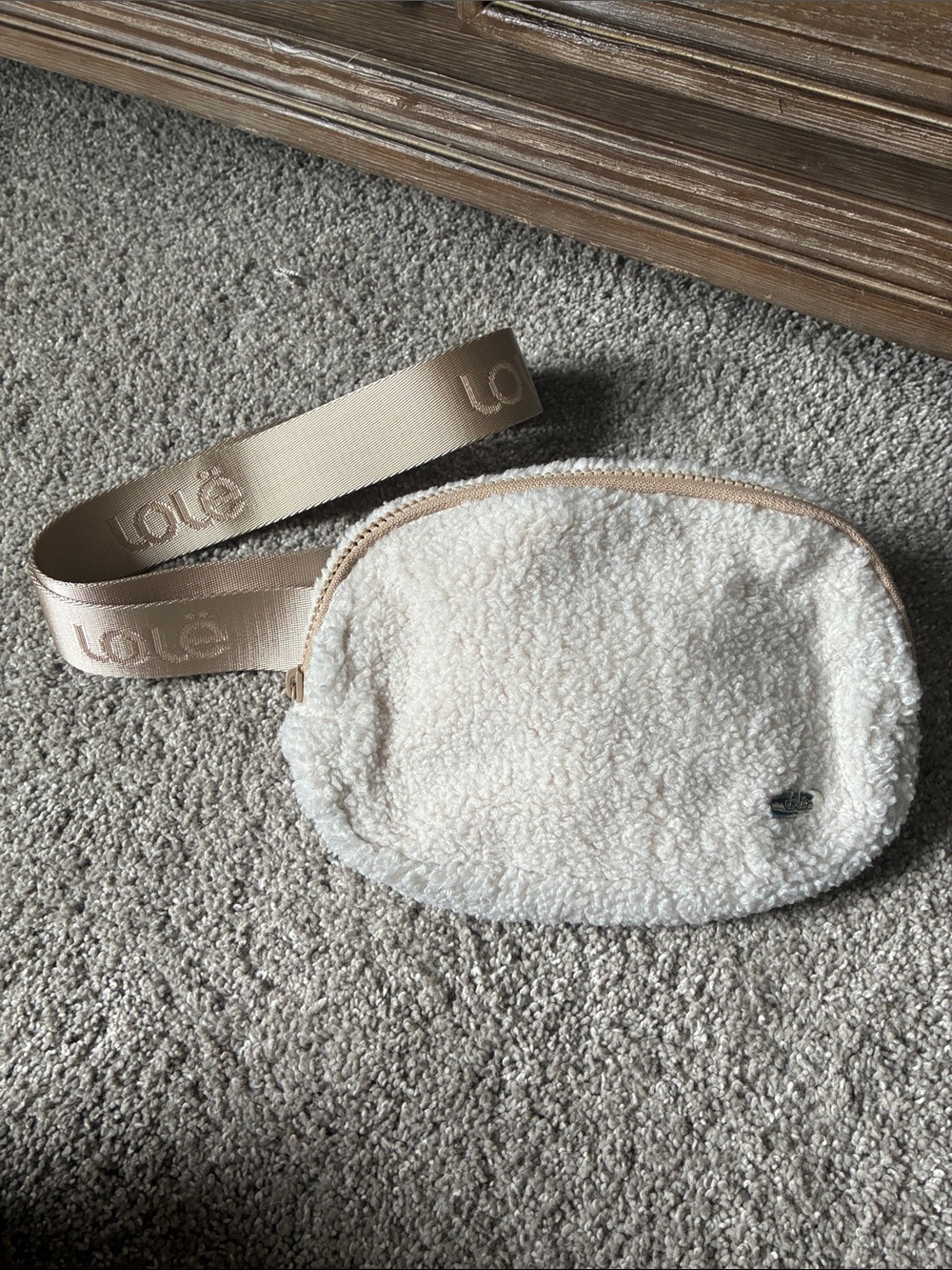 Lole Cream Sherpa crossbody bag with Branded Strap